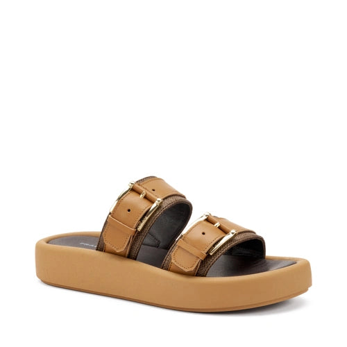 Ciabatta platform in pelle e rafia