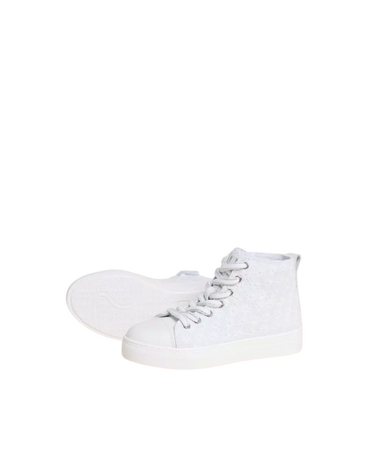 Sneakers teen tessuto e pelle