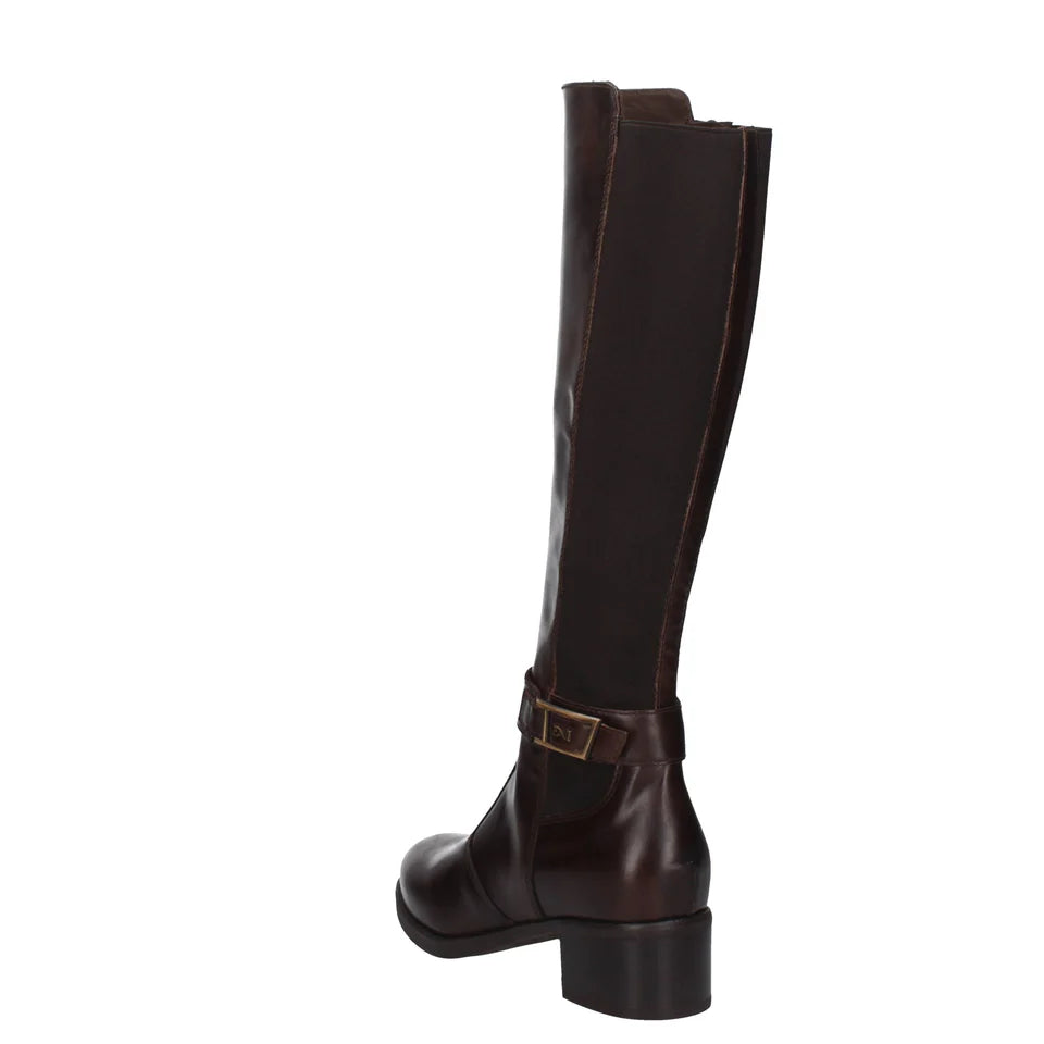 Stivali in pelle e tessuto