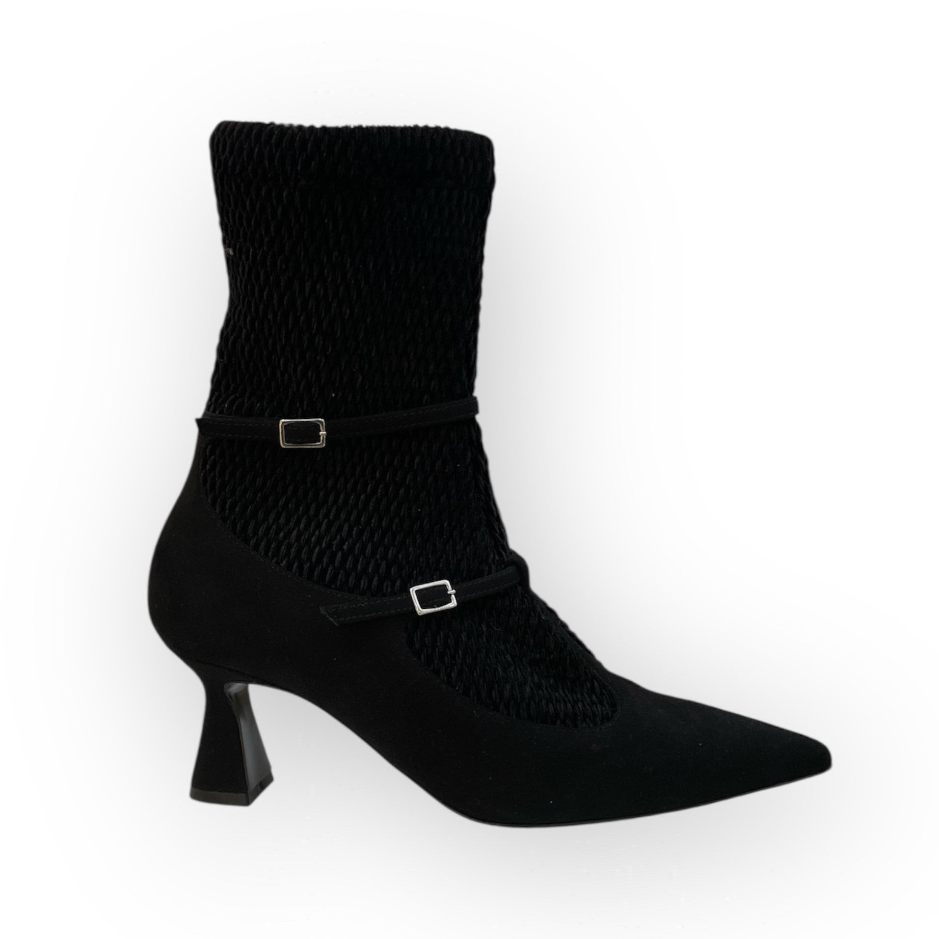 Stivaletto in velluto e camoscio