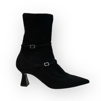 Stivaletto in velluto e camoscio