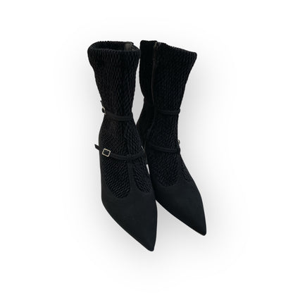 Stivaletto in velluto e camoscio