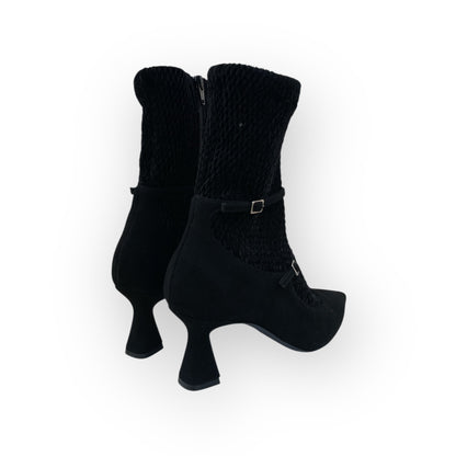 Stivaletto in velluto e camoscio