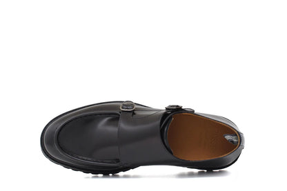 Doppia fibbia in vitello spazzolato