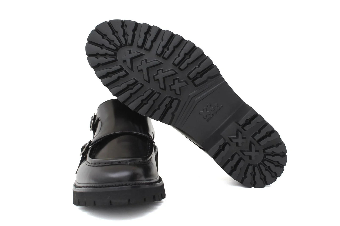 Doppia fibbia in vitello spazzolato