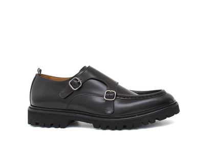 Doppia fibbia in vitello spazzolato