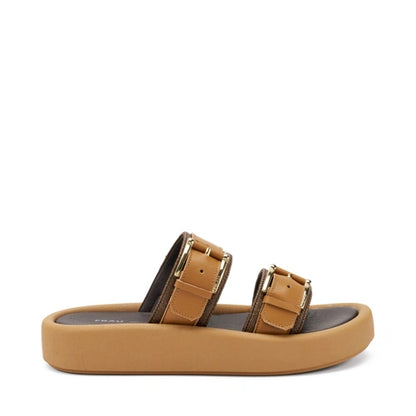 Ciabatta platform in pelle e rafia