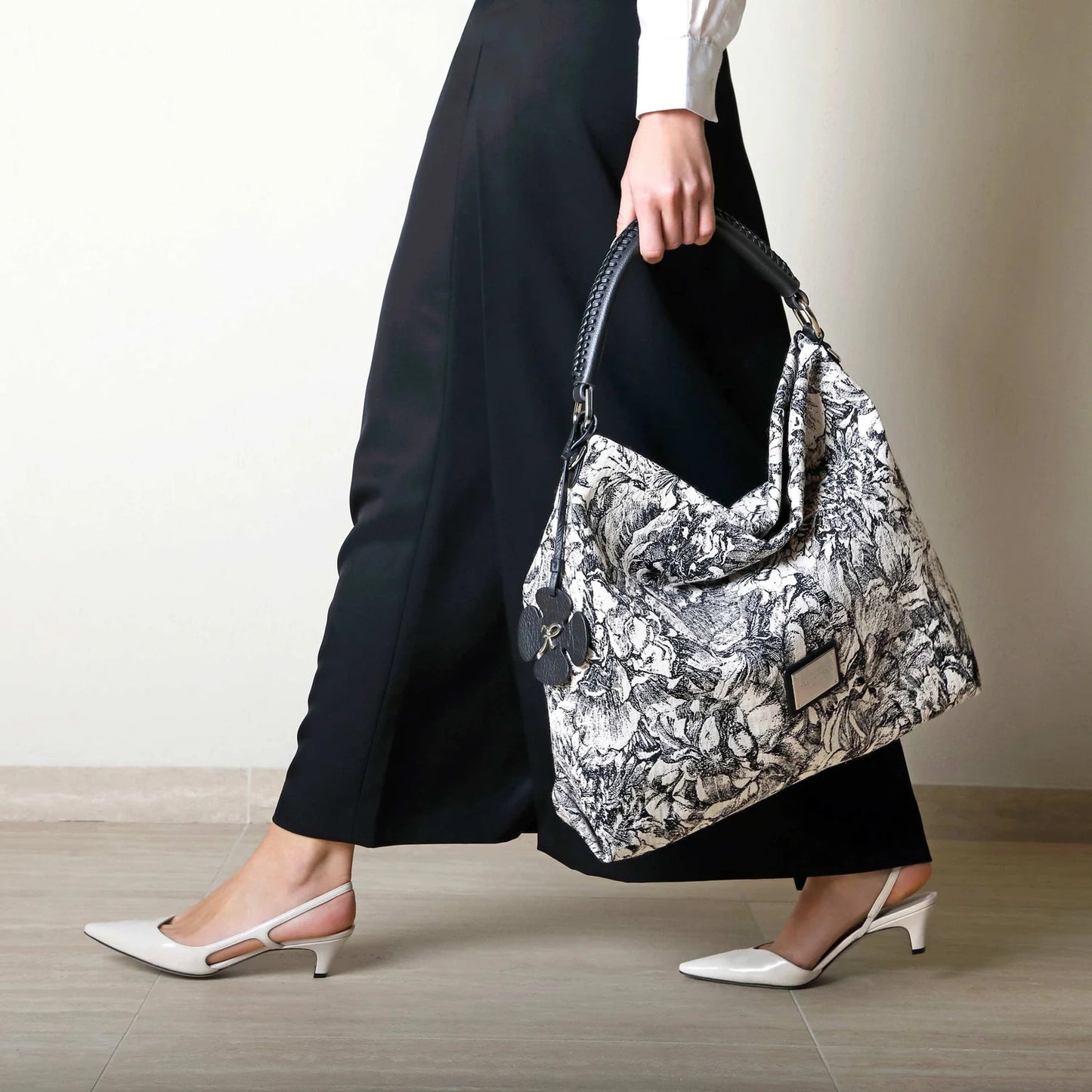 Borsa tote in tessuto jacquard