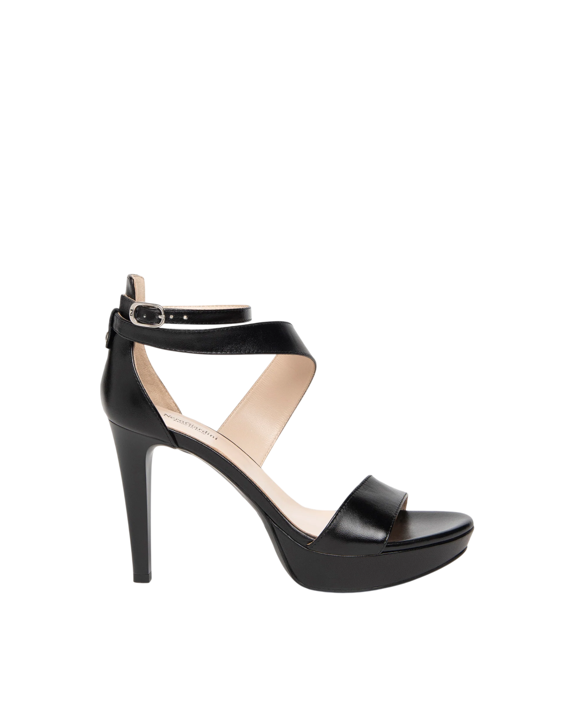 Sandalo in pelle con plateau