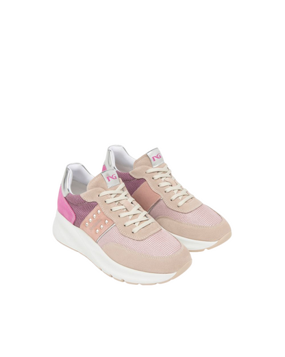 Sneakers in pelle, suede e tela