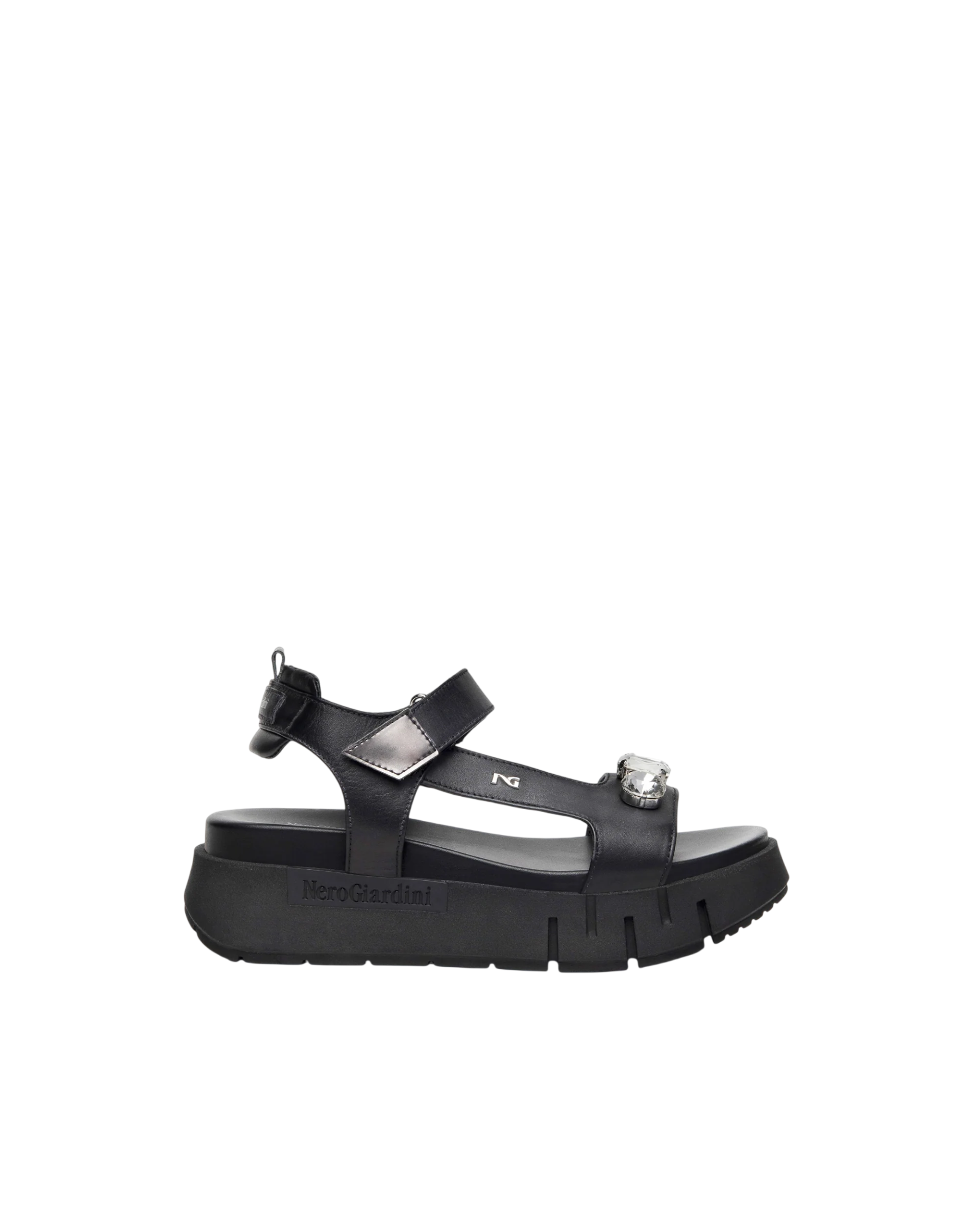 Sandalo in pelle con gioiello