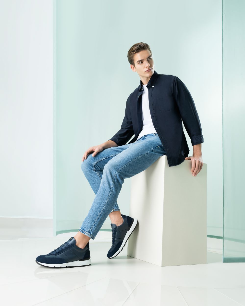 Sneakers in pelle e camoscio