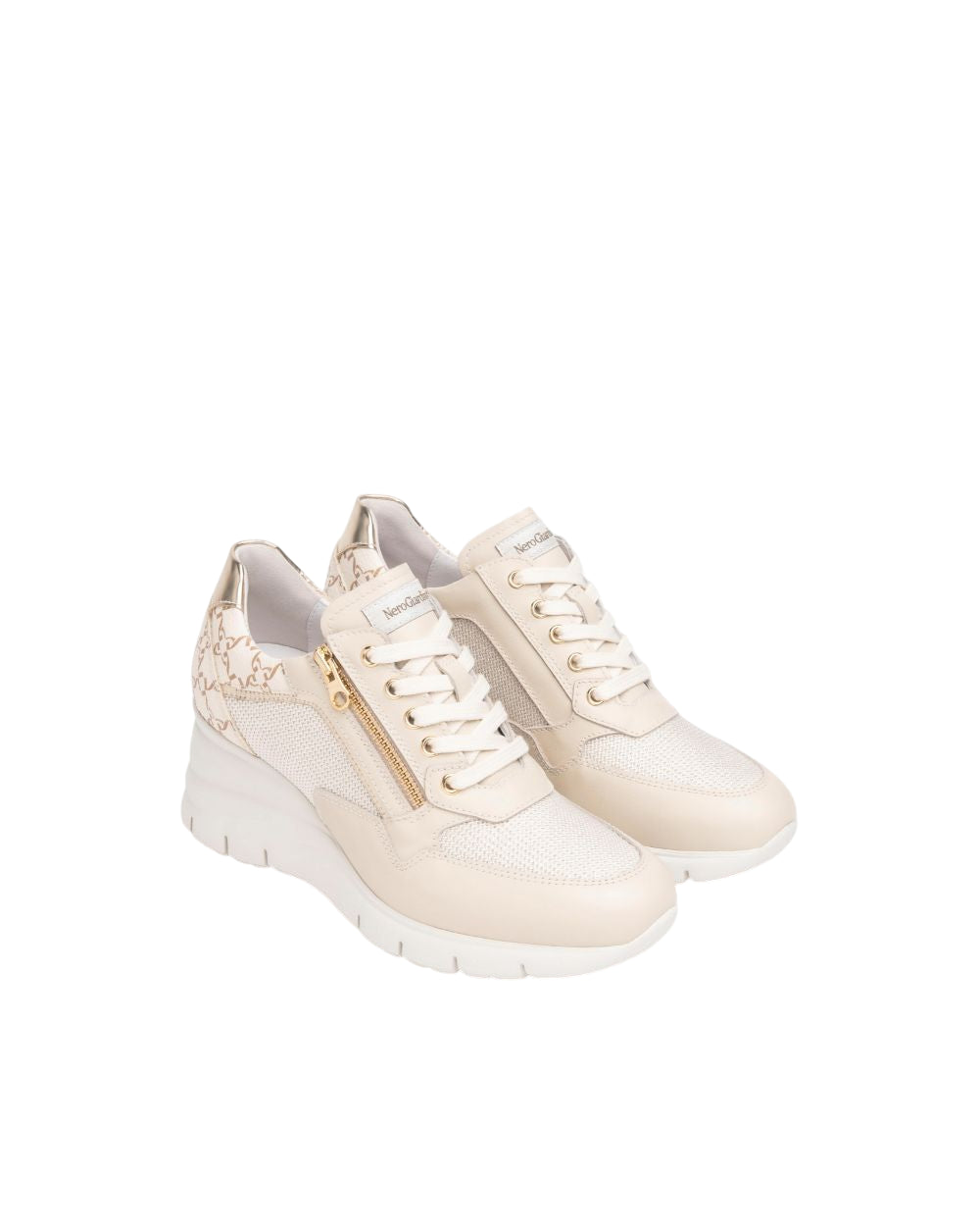 Sneakers in pelle e tela