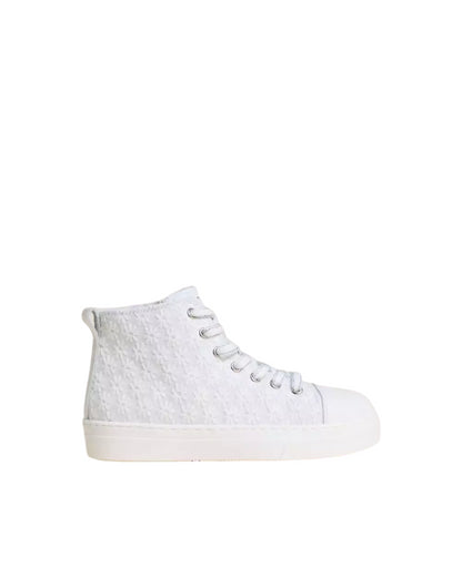 Sneakers teen tessuto e pelle