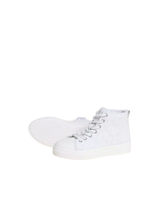 Sneakers teen tessuto e pelle