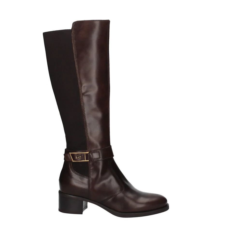 Stivali in pelle e tessuto