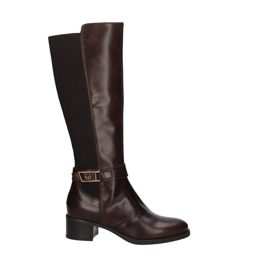 Stivali in pelle e tessuto