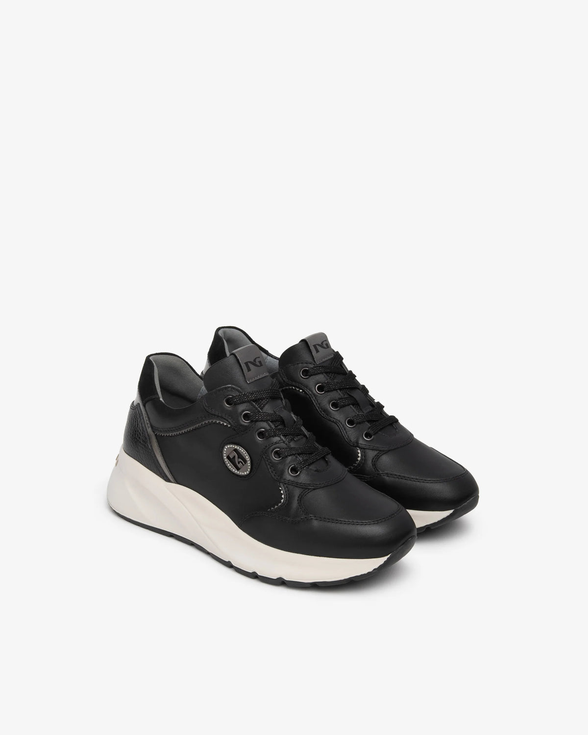 Sneakers in pelle, suede e materiale tecnico