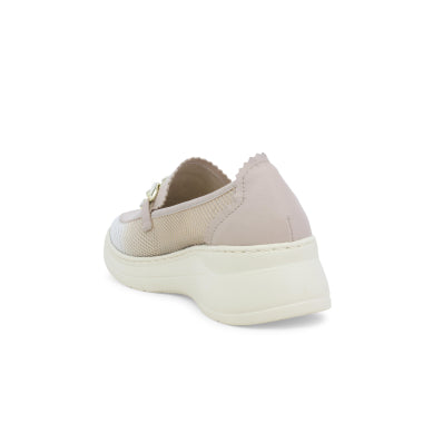 Mocassino in pelle e tessuto