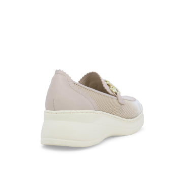 Mocassino in pelle e tessuto