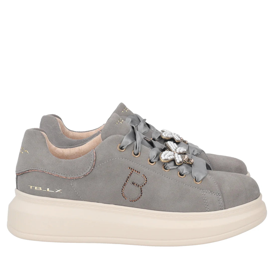 Sneakers in suede con ape gioiello
